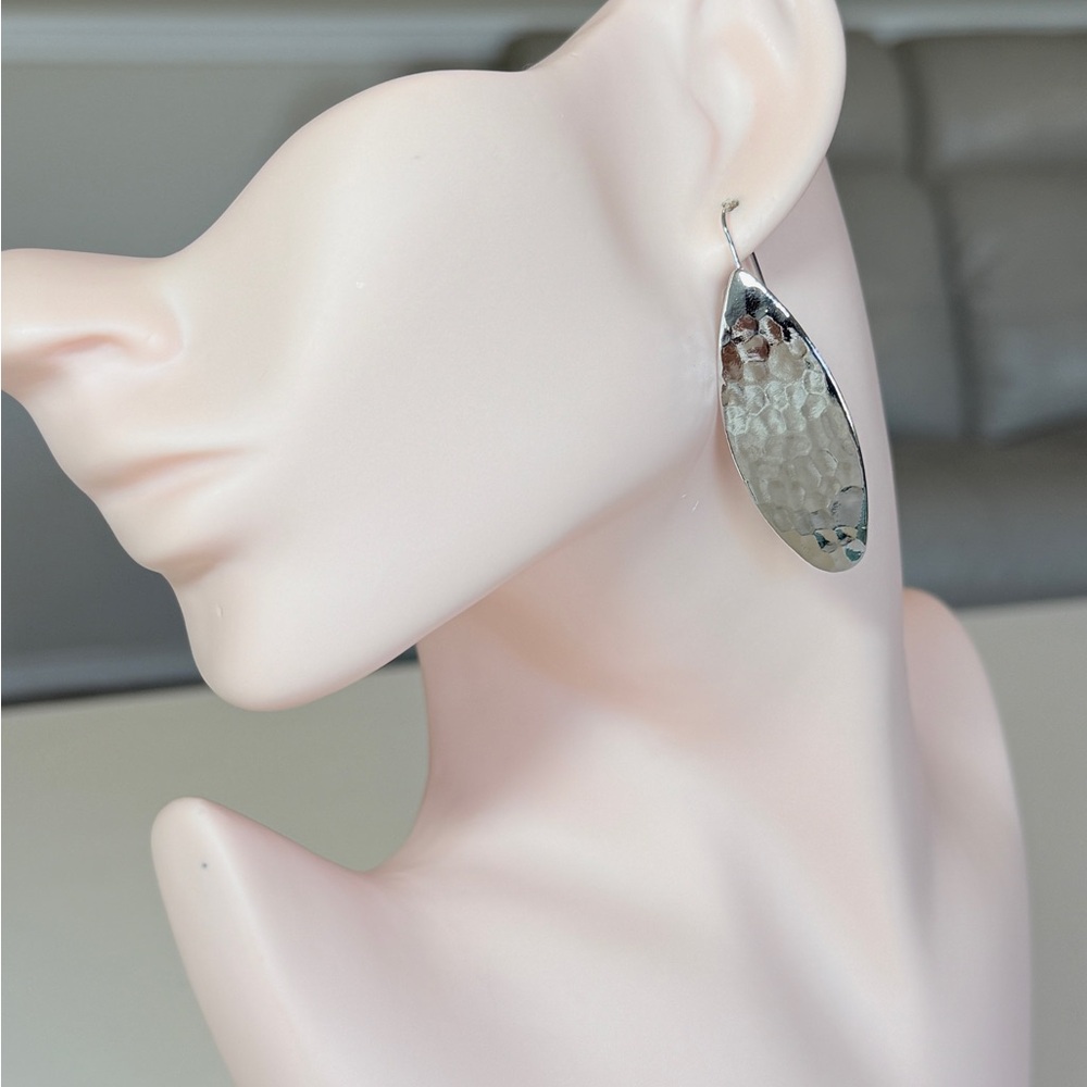 Hammered Teardrop Silver Dangle Earrings